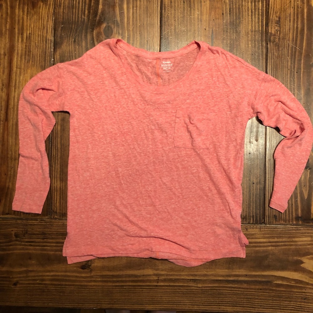 Coral Old Navy Boyfriend long sleeve T-shirt